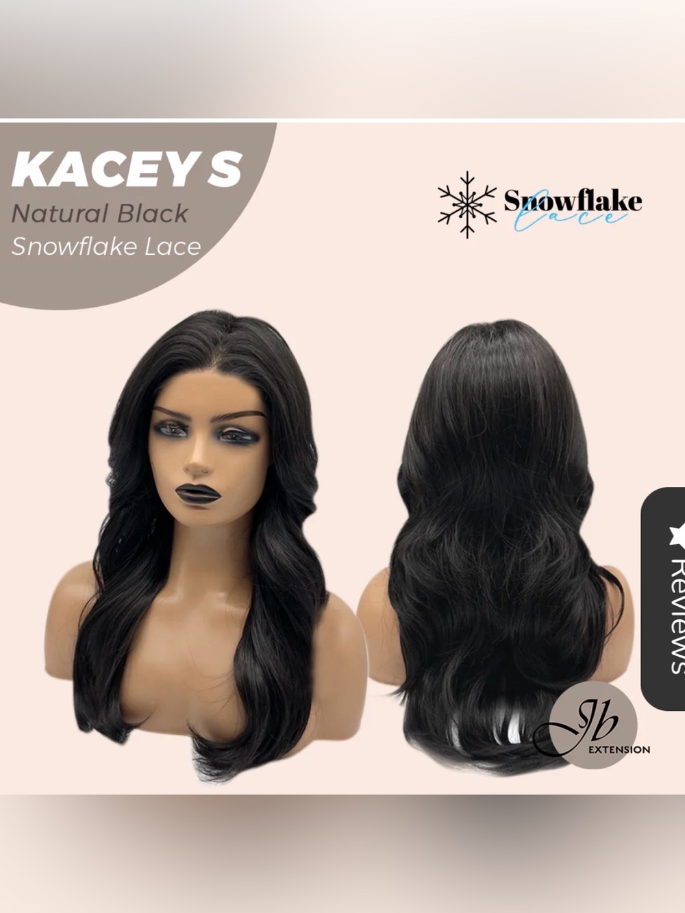 Kacey's Snowflake Lace Natural Black Long Wavy Wig
